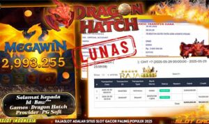 BAW menang slot Dragon Hatch Rajaslot 30 Mei 2025