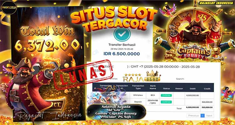 GRE menang slot Captain Bounty Rajaslot 29 Mei 2025
