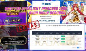 BLO menang slot Starlight Princess 1000 Rajaslot 27 Mei 2025