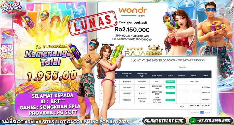 Brt menang slot Songkran Splash Rajaslot 26 Mei 2025