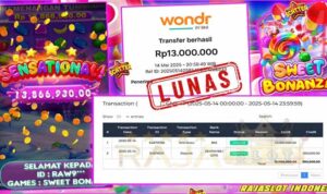 Raw9 menang Sweet Bonanza Pragmatic Play hingga Rp13 Juta di Rajaslot