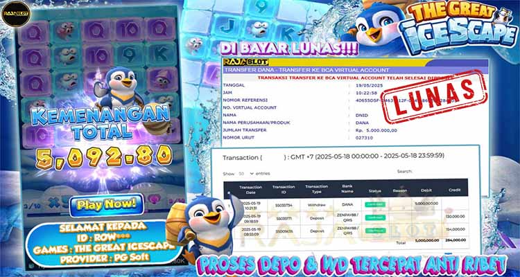 Row menang The Great Icescape Rajaslot 19 Mei 2025
