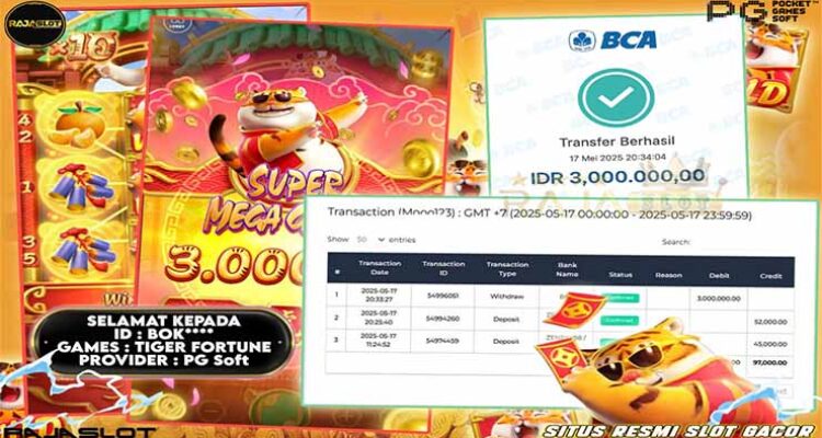 Bok menang Tiger Fortune Rajaslot 18 Mei 2025