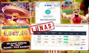 Kemenangan Wild Bandito di Rajaslot oleh member Tem – Mei 2025
