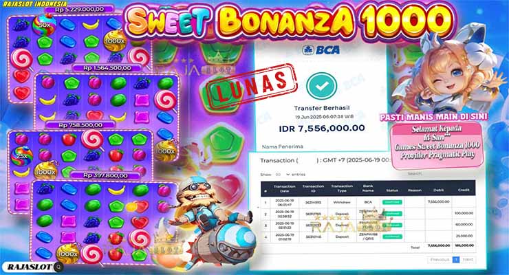 Bukti Kemenangan Sweet Bonanza 1000 Rp7,9 Juta di Rajaslot