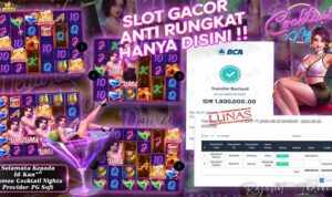 Bukti Menang Cocktail Nights PG Soft Rp1,8 Juta di Rajaslot