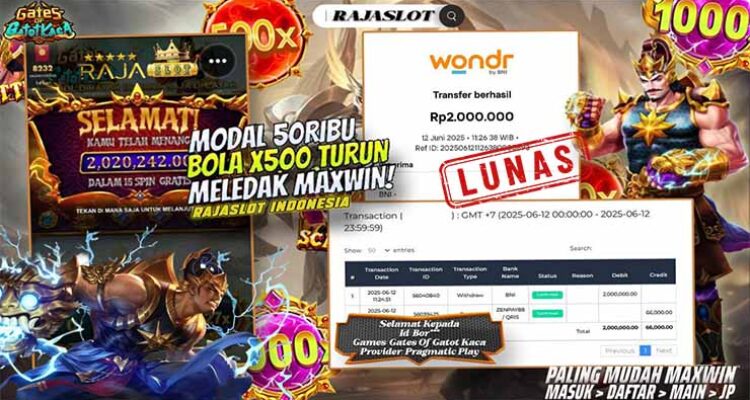 Bukti Kemenangan Slot Gates of Gatot Kaca di Rajaslot