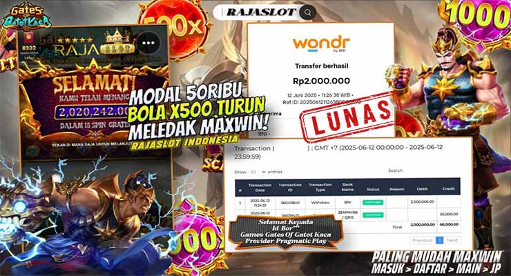 Bukti Kemenangan Slot Gates of Gatot Kaca di Rajaslot
