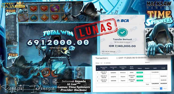 GAS menang slot Time Spinners Rajaslot 10 Juni 2025