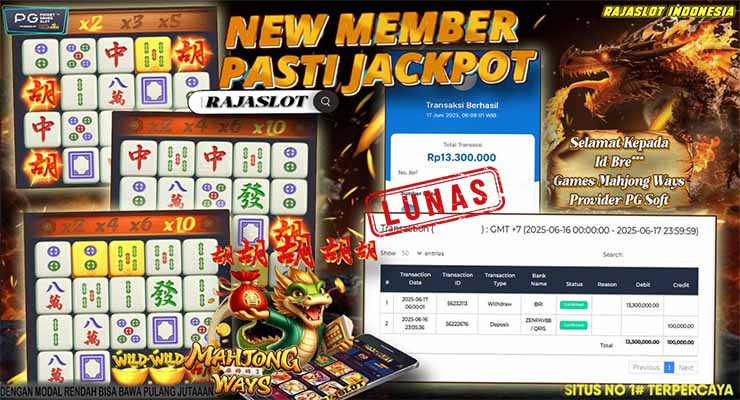 Bukti Kemenangan Slot Mahjong Ways Rp13 Juta di Rajaslot