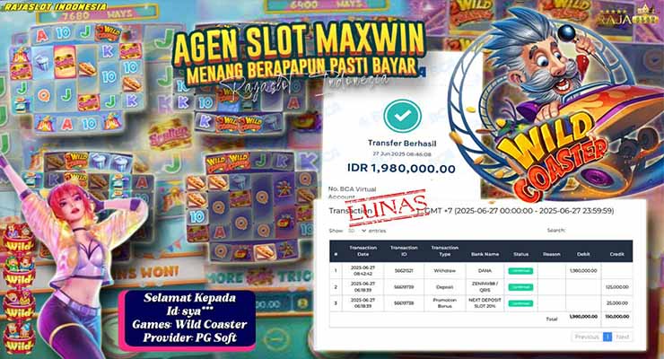 Sukses slot online di Wild Coaster pada situs Rajaslot