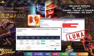 ASE menang slot Ninja Vs Samurai Rajaslot 5 Juni 2025