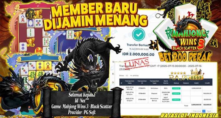 Bukti kemenangan Mahjong Wins 3 member Rajaslot