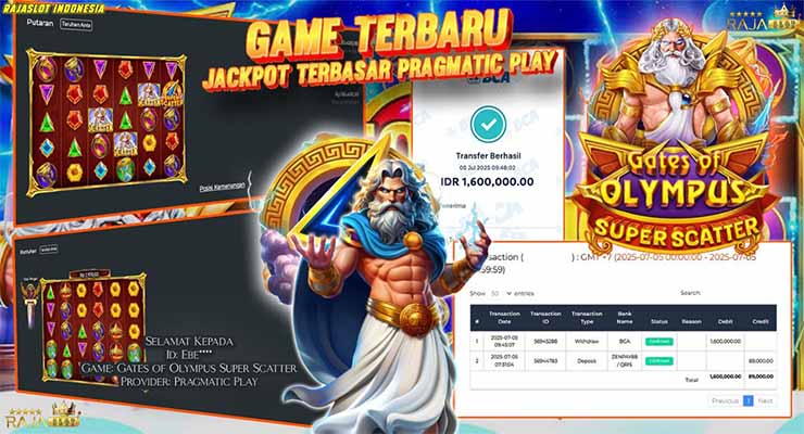bukti kemenangan Gates of Olympus Super Scatter Rajaslot
