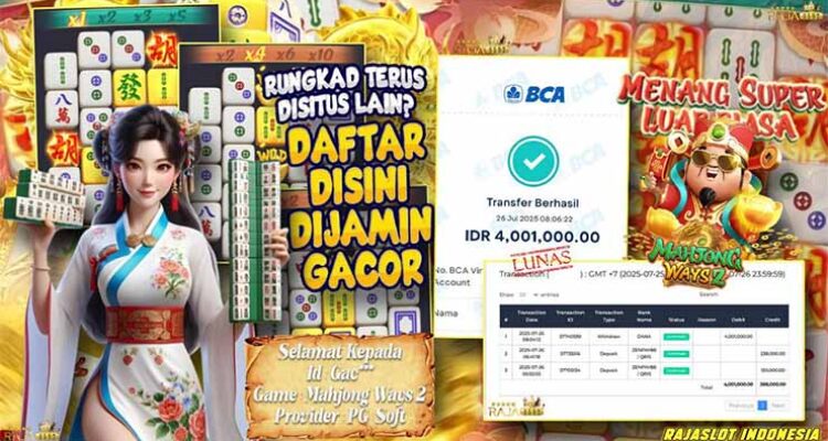 Bukti kemenangan Mahjong Ways 2 member Rajaslot
