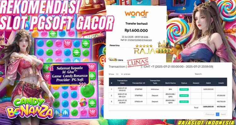 Bukti kemenangan Candy Bonanza member Rajaslot
