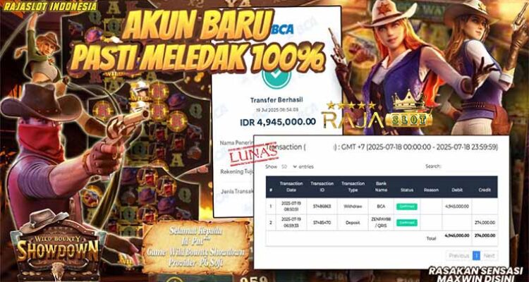 Bukti kemenangan Wild Bounty Showdown member baru Rajaslot