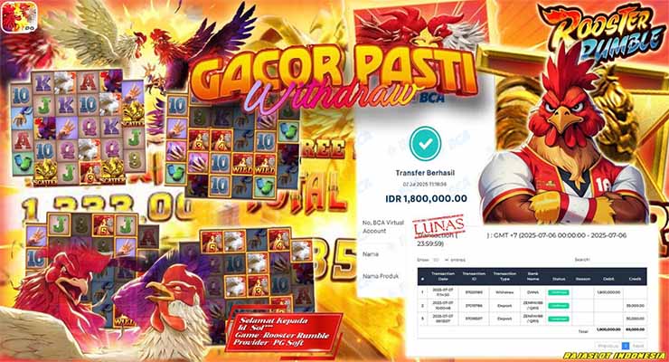 Bukti kemenangan Rooster Rumble di situs Rajaslot