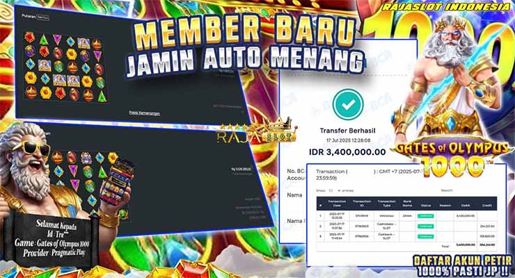 Bukti kemenangan Gates of Olympus 1000 member Rajaslot