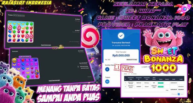 bukti kemenangan Sweet Bonanza 1000 – slot Pragmatic Play modal 250 ribu menang besar