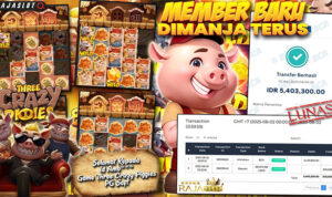 Pemain Amb*** menang Rp5,4 juta di slot Three Crazy Piggies di Rajaslot