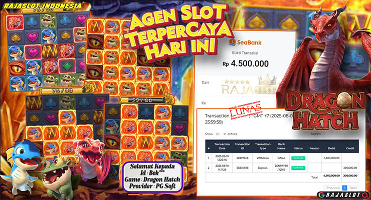 Pemain Bek*** menang Rp4,5 juta di slot Dragon Hatch di Rajaslot