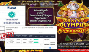 Pemain Bon*** menang Rp2,57 juta di slot Gates of Olympus Super Scatter di Rajaslot