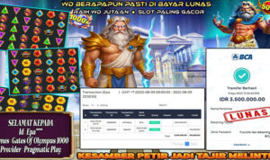 Pemain Epa*** menang Rp3,5 juta di slot Gates of Olympus 1000 di Rajaslot