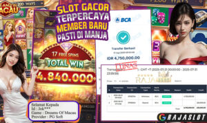 Pemain Jok*** menang Rp4,75 juta di slot Dreams of Macau di Rajaslot