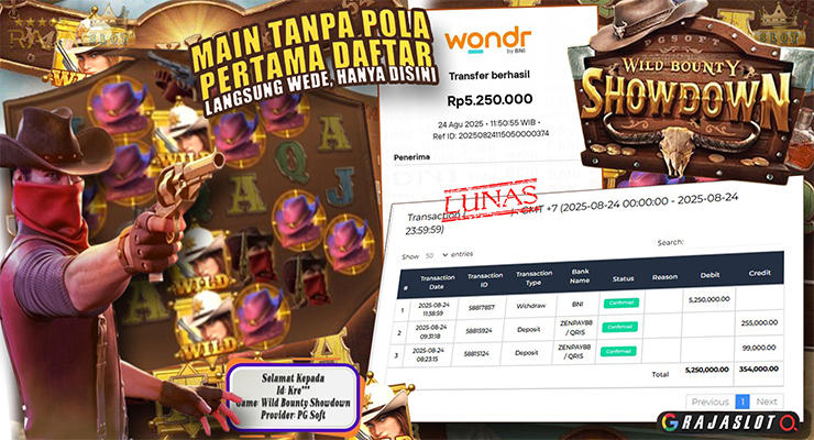 Menang Wild Bounty Showdown 10x Free Spins — withdraw Rp5,25 juta (Rajaslot)