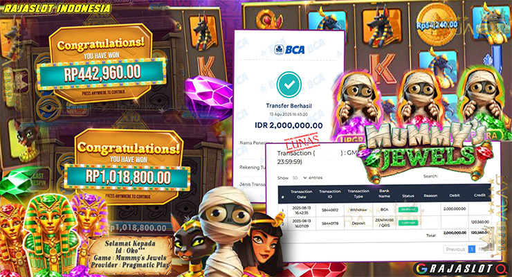 Pemain Oko*** menang Rp2 juta di slot Mummy's Jewels di Rajaslot