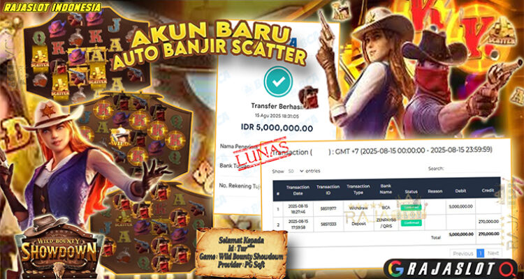 Pemain Tur*** menang Rp5 juta di slot Wild Bounty ShowDown di Rajaslot
