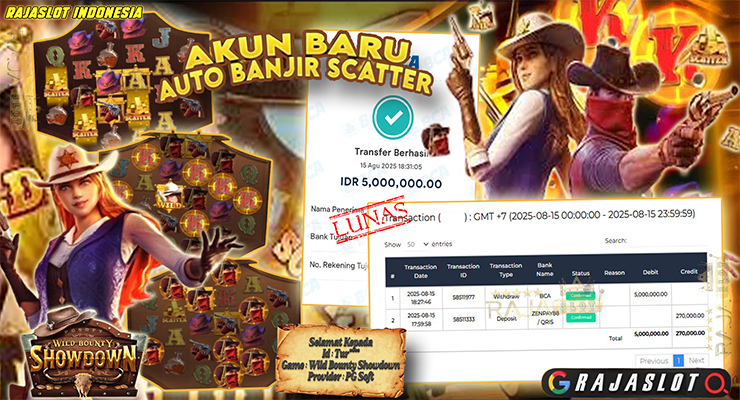 Pemain Tur*** menang Rp5 juta di slot Wild Bounty ShowDown di Rajaslot